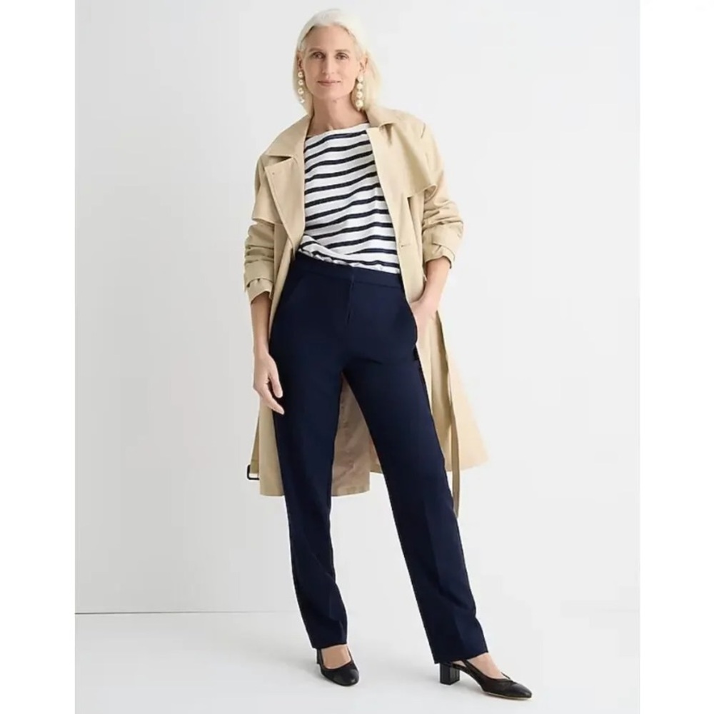 NWT J. Crew Kate 4P Petite Straight Leg Stretch Navy Blue Business Casual BK252